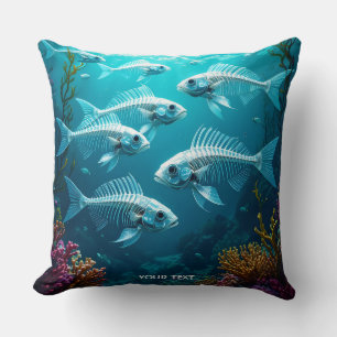 Coussin Imaginaire Cute Skeleton Fish School