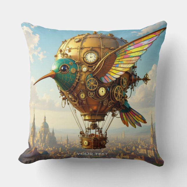 Coussin Imaginaire Cute Steampunk Bird Sky (Recto)