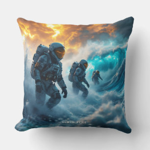 Coussin Imaginaire de mignons astronautes tempête mer