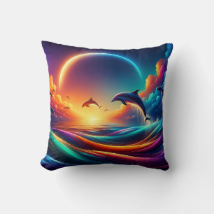 Coussin "Imaginaire Dolphin Vibrant - Art Océan Surreal"