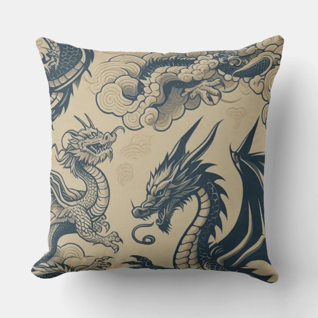 Coussin Imaginaire Dragons antiques (Recto)