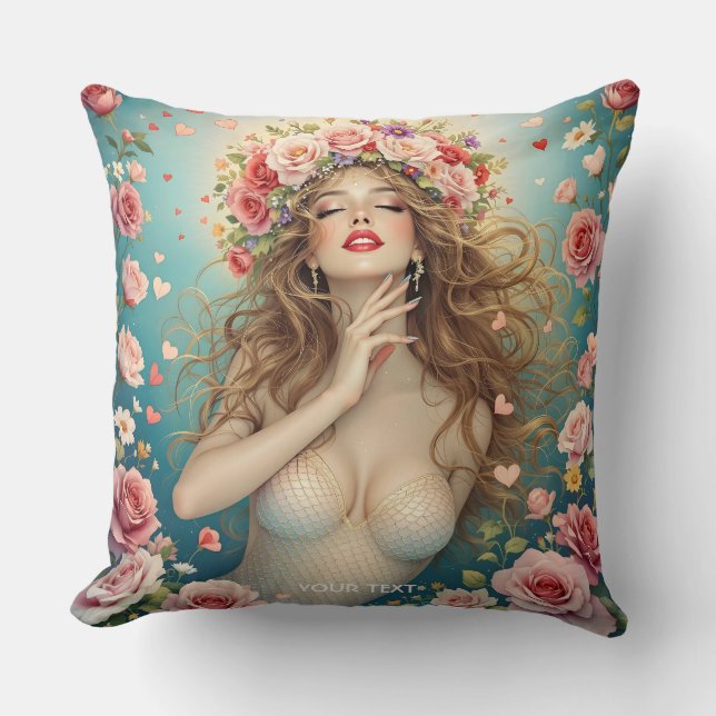 Coussin Imaginaire Filles Coeurs Fleurs (Recto)
