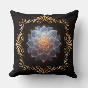 Coussin Imaginaire Fleur romantique et cadre d'or