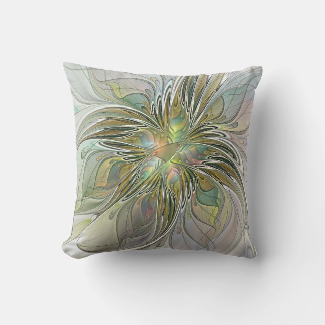 Coussin Imaginaire Floral Fleur Art Fractal Moderne Avec O (Recto)
