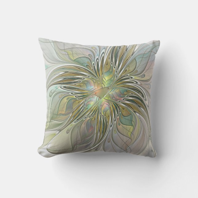 Coussin Imaginaire Floral Fleur Art Fractal Moderne Avec O (Recto)