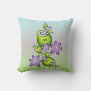 Coussin Imaginaire Floral Fleurs Lilac Formes vertes Fract
