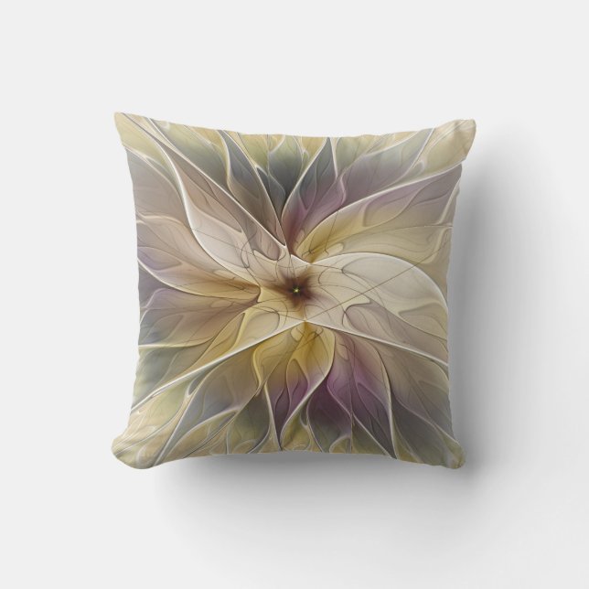 Coussin Imaginaire Floral Gold Eggplant Art Fractal Abstra (Recto)