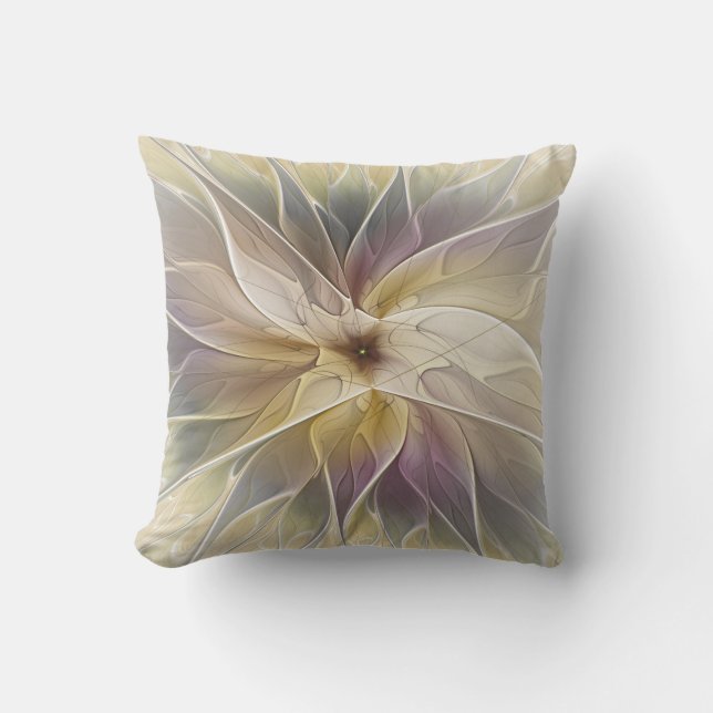 Coussin Imaginaire Floral Gold Eggplant Art Fractal Abstra (Recto)