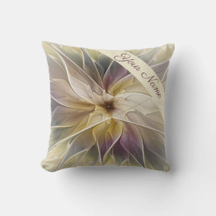 Coussin Imaginaire Floral Gold Eggplant Nom de l'art Abstr