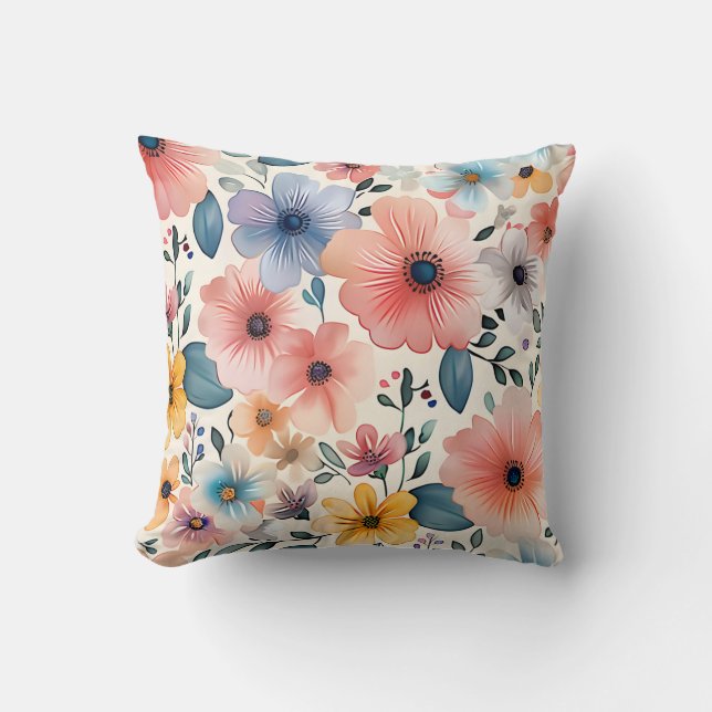 Coussin Imaginaire floral Pastel (Recto)
