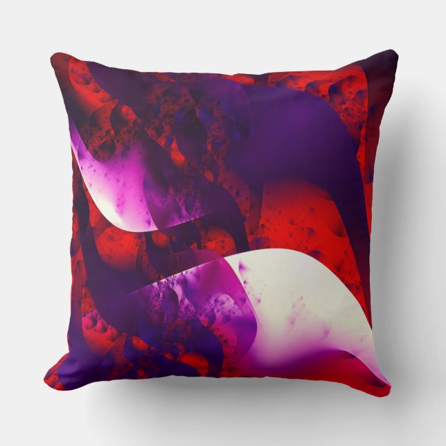 Coussin imaginaire fractal violet rouge Abstrait (Recto)