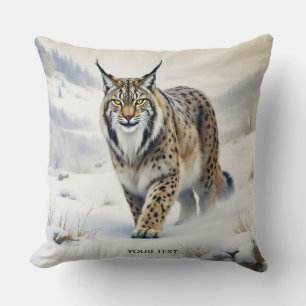 Coussin Imaginaire Lynx doux neige hivernale