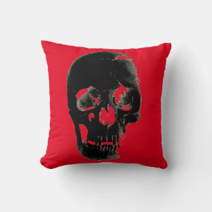 Coussin Imaginaire métallique lourd crâne Art Noir rouge