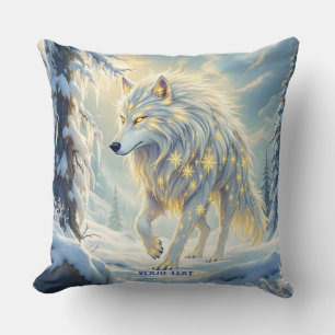 Coussin Imaginaire mignon loup blanc hiver