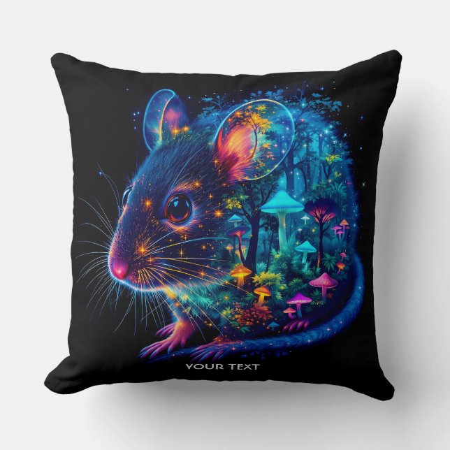 Coussin Imaginaire mignon Souris Champignons Forêt (Recto)