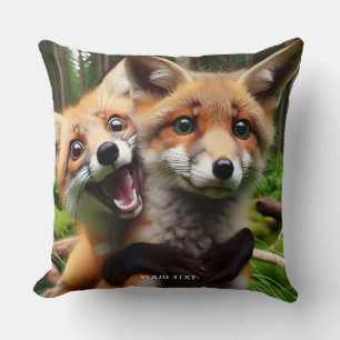 Coussin Imaginaire Mignonne Forêt de Deux Foxes