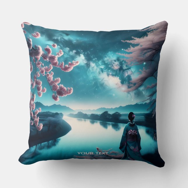 Coussin Imaginaire Mignonne Sakura Fille Nuit (Recto)