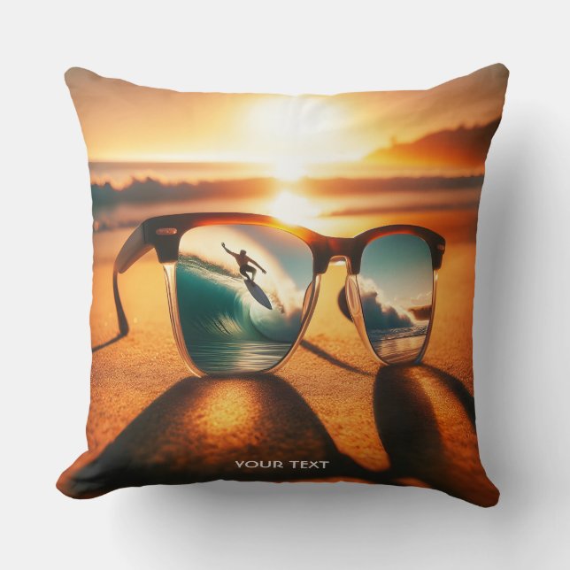 Coussin Imaginaire Mignonnes Lunettes Plage de coucher de  (Recto)