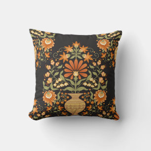 Coussin Imaginaire moghol : Opulence florale rétro