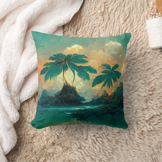 Coussin Imaginaire tropical Mer & Palmiers (Couverture)