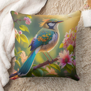 Coussin Imaginaire Turquoise à ailes vert