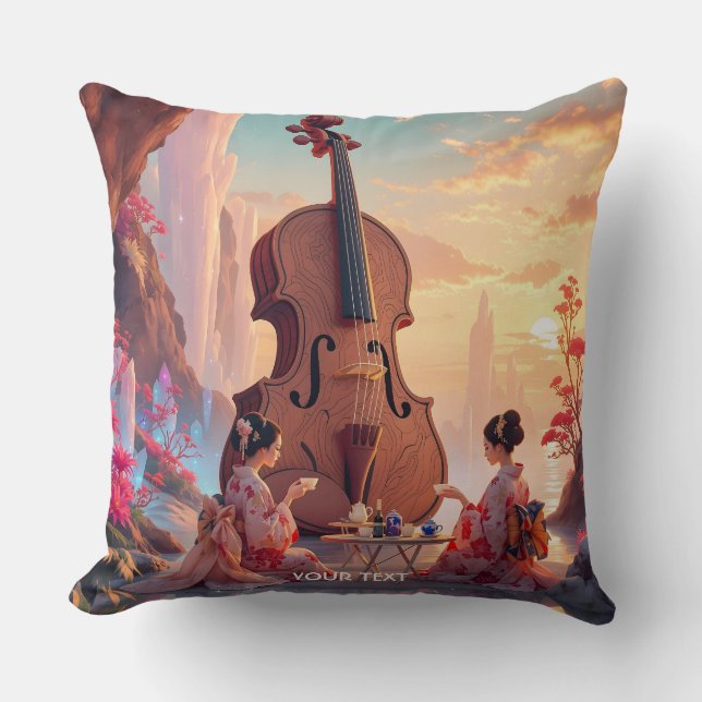 Coussin Imaginaire Violon mignon Filles Thé (Recto)