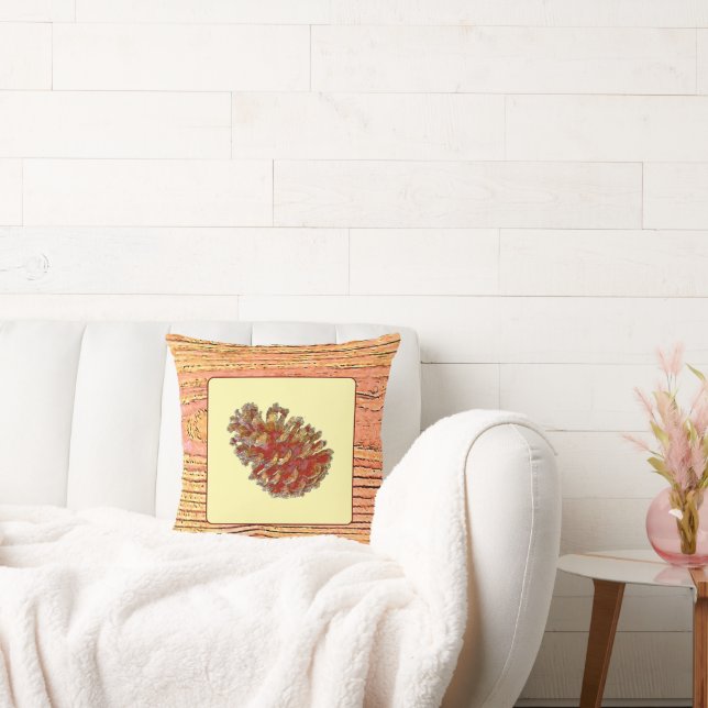 Coussin imitation du bois et pinécone (Canapé)