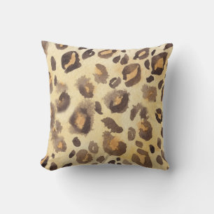 Coussin Imitation peau léopard, aquarelle abstraite.