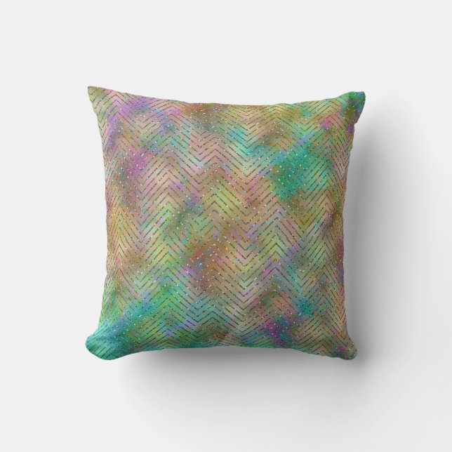 Coussin Impression à motif chevron de lumières arc-en-ciel (Recto)