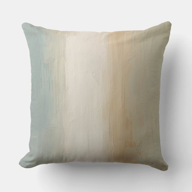 Coussin Impression abstraite rustique bleu beige olive gri (Recto)