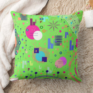 Coussin Impression abstraite vert citron