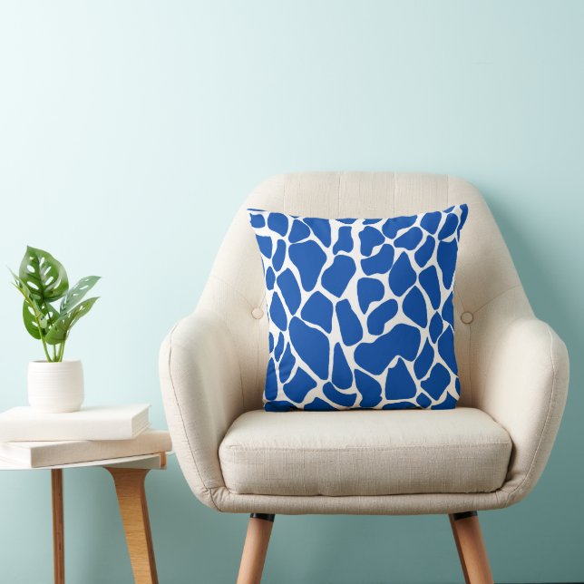 Coussin Impression animale à taches de girafe bleu royal e (Chaise)