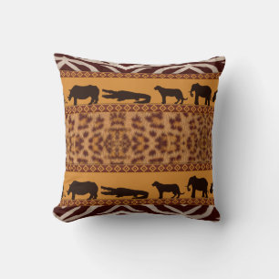 Coussin Impression animale de motif de jaguar africain tri