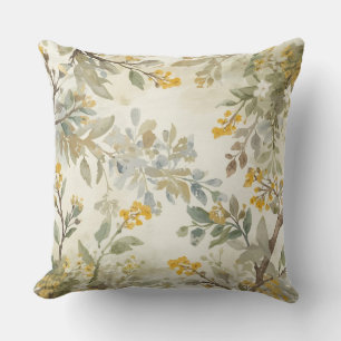 Coussin Impression aquarelle Bois doré vert beige bleu