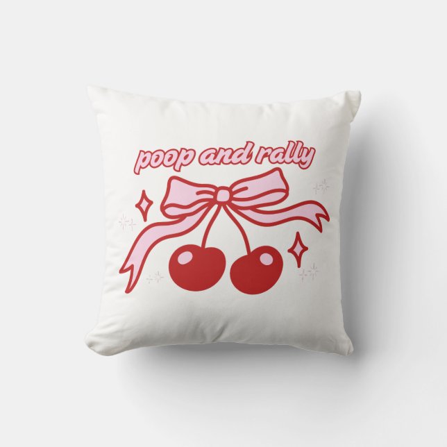 Coussin Impression Bébé Caca et Rallye | Cerise Rose Migno (Recto)