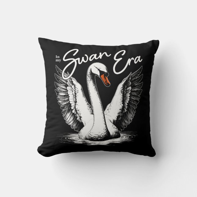 Coussin Impression blanche vintage de l'ère du cygne (Recto)