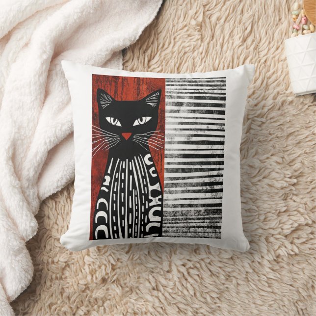 Coussin Impression bloc de chat stylisée (Couverture)