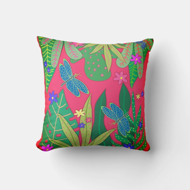Coussin Impression botanique #14 Sangria (Recto)