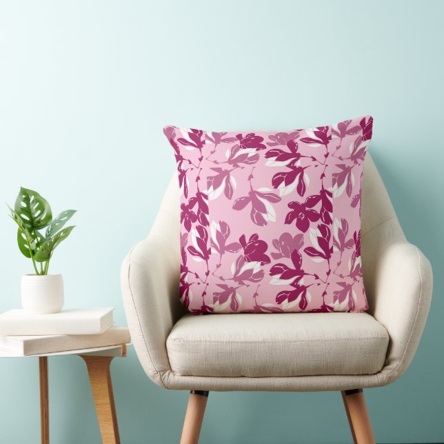 Coussin Impression botanique de magnolia rose (Chaise)