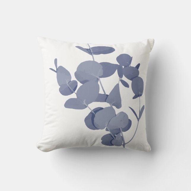 Coussin Impression botanique d'herbe d'eucalyptus bleu Ind (Recto)