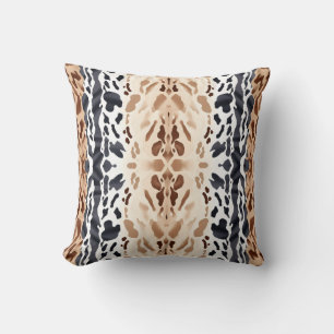 Coussin Impression cuir de vache symétrique en peau d'anim