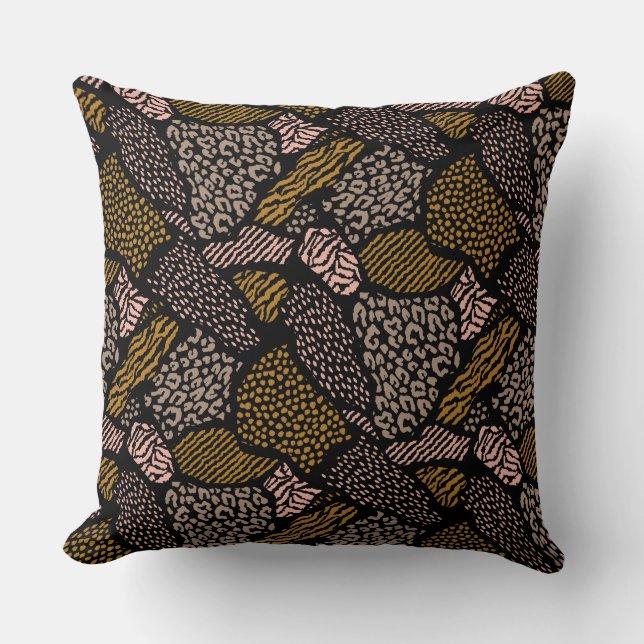 Coussin Impression d'animal de safari marron (Recto)