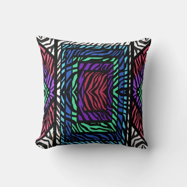 Coussin Impression d'animal de zèbre arc-en-ciel géométriq (Recto)