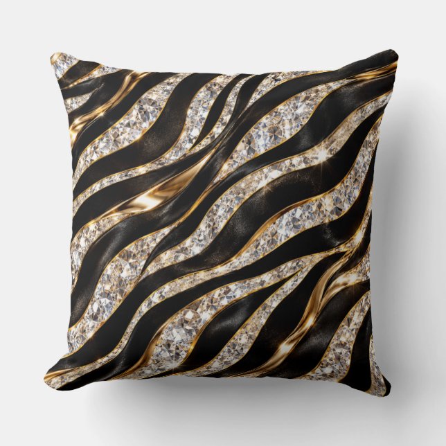 Coussin Impression d'animal en cristal de zèbre de luxe (Recto)