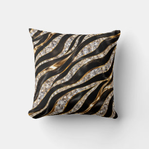Coussin Impression d'animal en cristal de zèbre de luxe