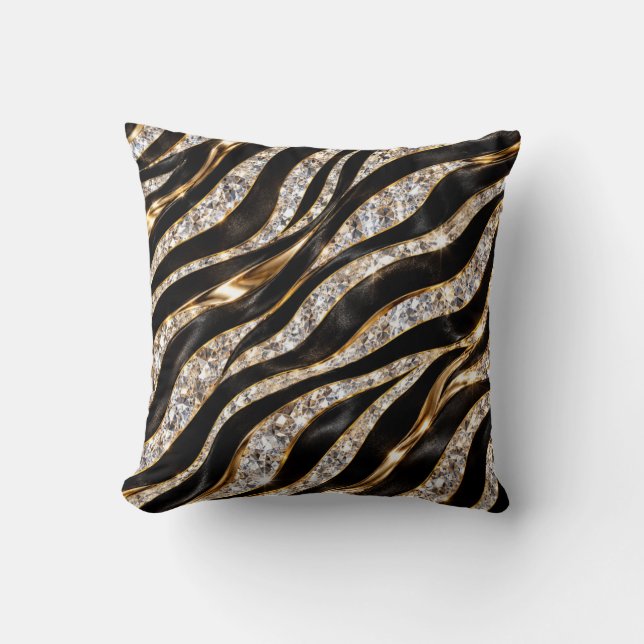 Coussin Impression d'animal en cristal de zèbre de luxe (Recto)