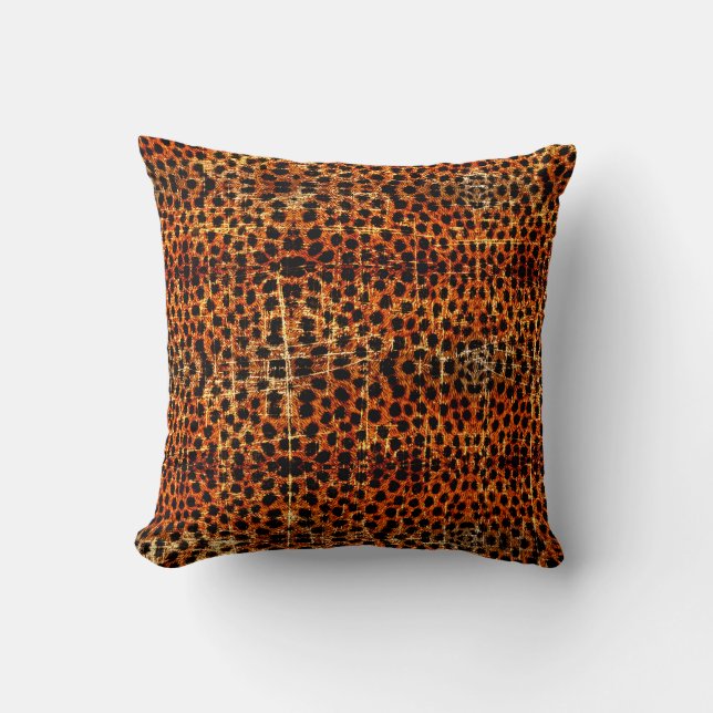 Coussin Impression d'animal guépard grunge en détresse vin (Recto)