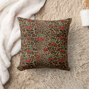 Coussin Impression d'animal Léopard Guépard à motif Cerise