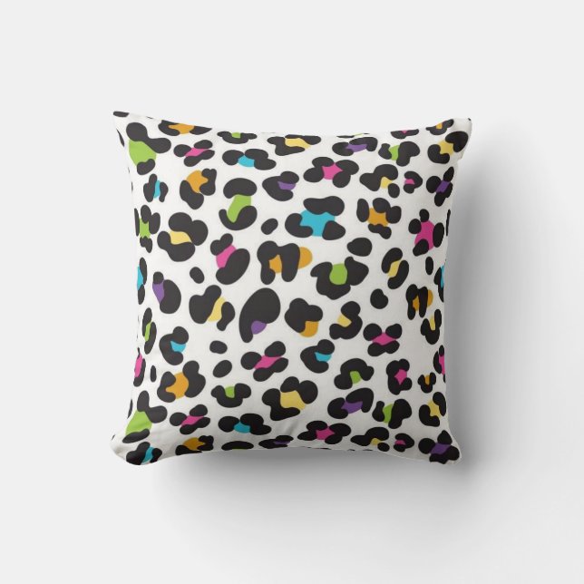Coussin Impression d'animal léopard guépard arc-en-ciel co (Recto)