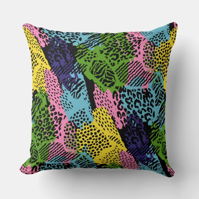 Coussin Impression d'animaux de safari pastel (Recto)